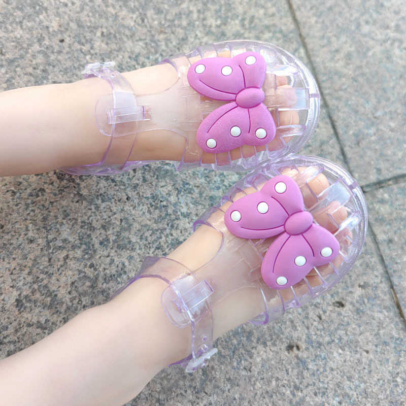 Sandals Baby Girls Sandals Summer Solid Beach bow Sandals Kids Princess Girl Flat Jelly Crystal Shoes Breathable Soft Comfort Toddler T221228