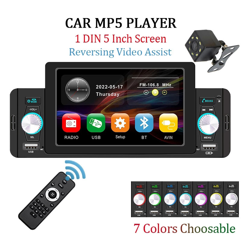 1 Din Car Radio Stereo 5 Inch HD Touch Screen Bluetooth Auto Multimedia MP5 Player FM Receiver USB Mirror Link
1 Din Car Radio Stereo 5 Inch HD Touch Screen Bluetooth Auto Multimedia MP5 Player FM Receiver USB Mirror Link