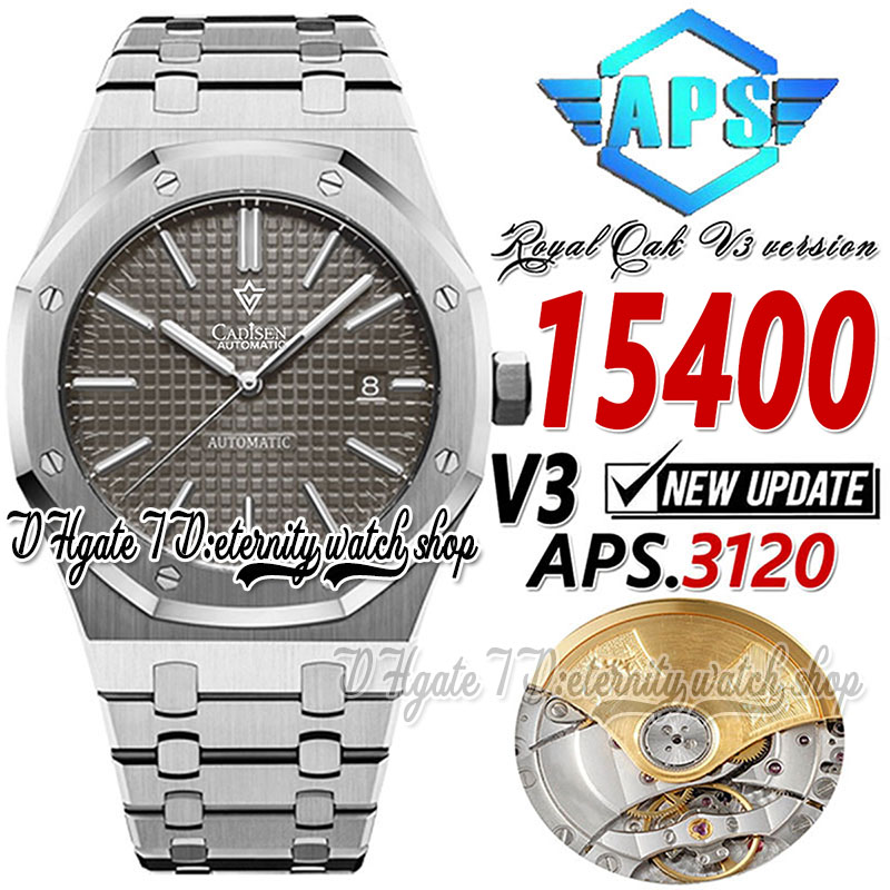 APSF V3 aps15400 Mens Watch Cal.3120 apsf3120 Automatic Ultra-Thin 9.8mm Gray Texture Dial Stick Markers 904L Stainless Steel Bracelet Super Edition eternity Watches, Watch waterproof production cost
APSF V3 aps15400 Mens Watch Cal.3120 apsf3120 Automatic Ultra-Thin 9.8mm Gray Texture Dial Stick Markers 904L Stainless Steel Bracelet Super Edition eternity Watches, Watch waterproof production cost