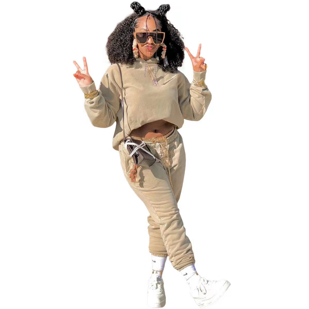 Fall Winter Jogging Suits Women Fleece Tracksuits Long Sleeve Hooded Hoodie And Sweatpants Two Piece Sets Matching Sweatsuits Casual Sportswear Clothi