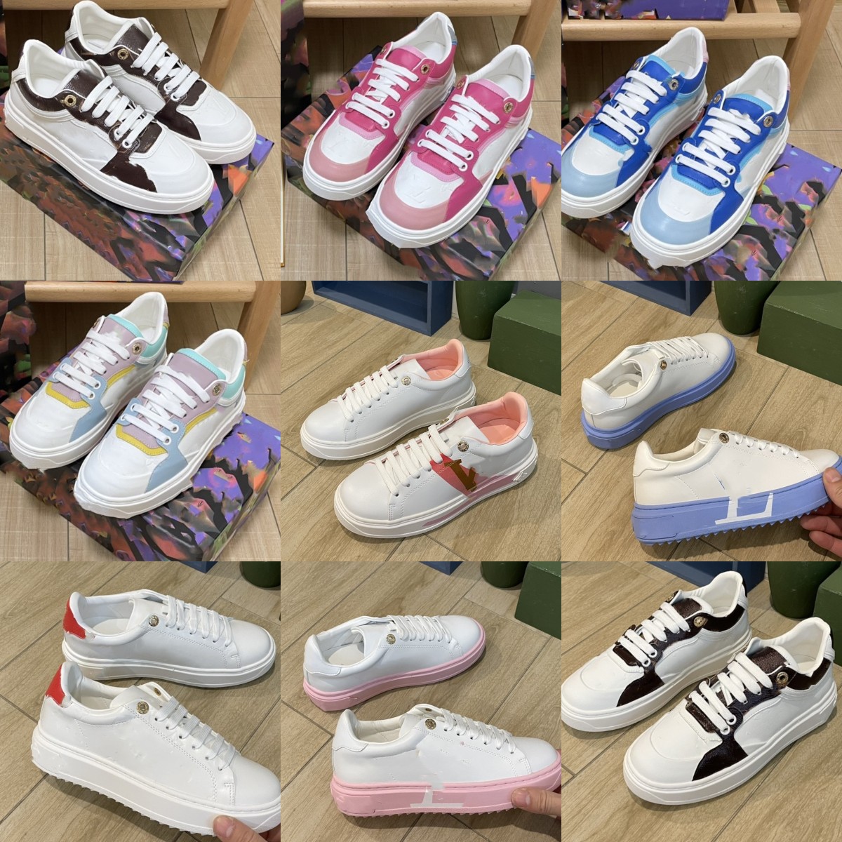 Luxurys Designer Time Out Sneaker old Flower embossed Low Casual Shoes Women Treaded Rubber Sole leather jogging fitness monograms shoes sneakers Trainers, Byxlv15
Luxurys Designer Time Out Sneaker old Flower embossed Low Casual Shoes Women Treaded Rubber Sole leather jogging fitness monograms shoes sneakers Trainers, Byxlv15