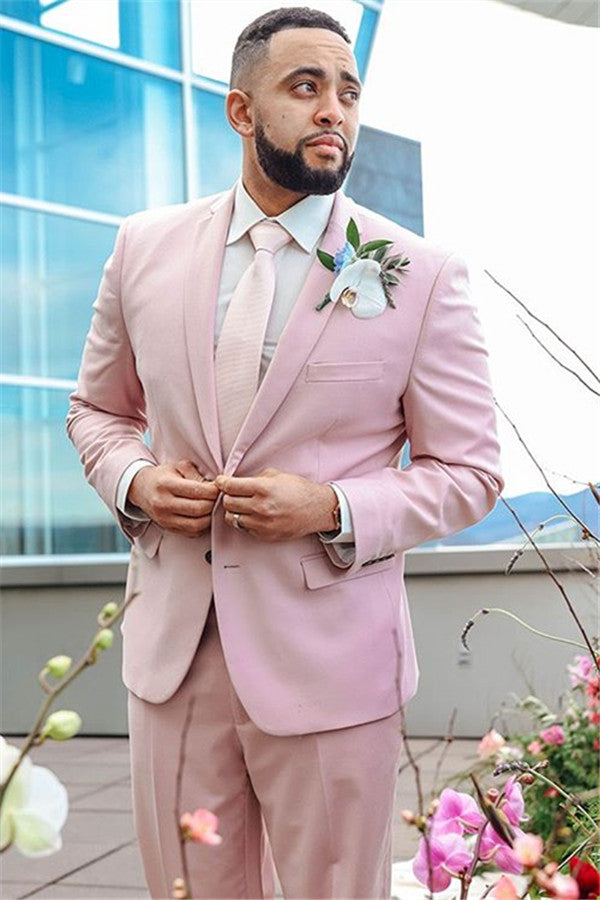 Blush Pink Men Wedding Tuxedos 2 Pieces Notched Lapel Birthday Party Man Outfits Wedding Pants Sets