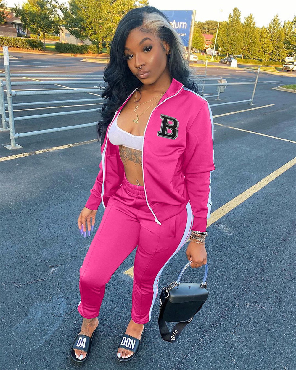 Bulk Items Wholesale Lots Fall Winter Tracksuits Women Outfits Two Piece Set Long Sleeve B letter Jacket and Pants Matching Sweatsuits Outdoor Jogger 