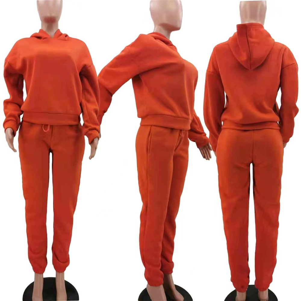 Fall Winter Jogging Suits Women Fleece Tracksuits Long Sleeve Hooded Hoodie And Sweatpants Two Piece Sets Matching Sweatsuits Casual Sportswear Clothi