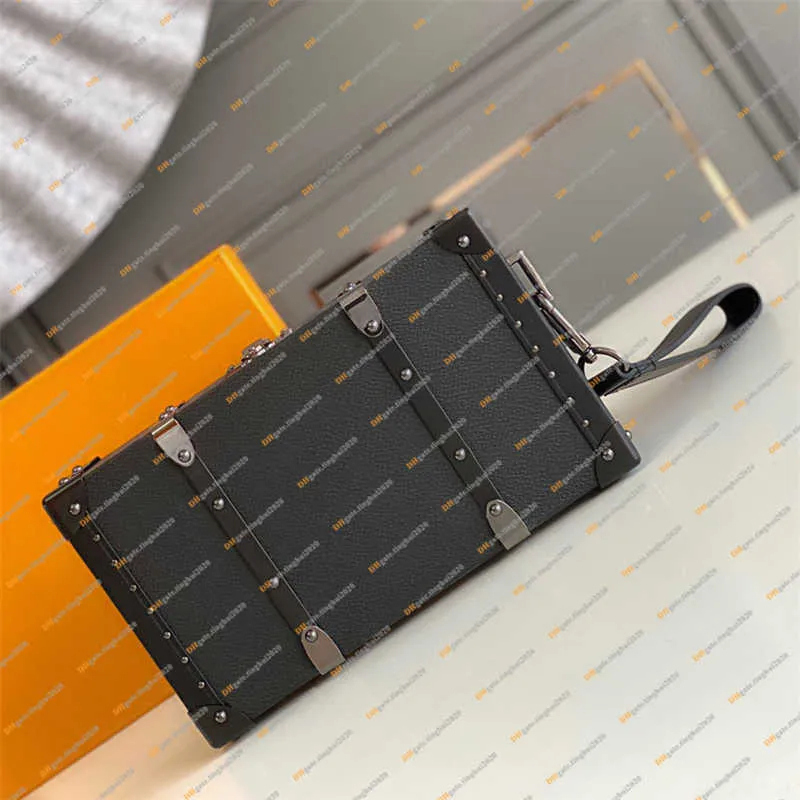 CLUTCH top end Designer bag Men women Genuine cowhide leather rivets metal corner canvas handbag purse