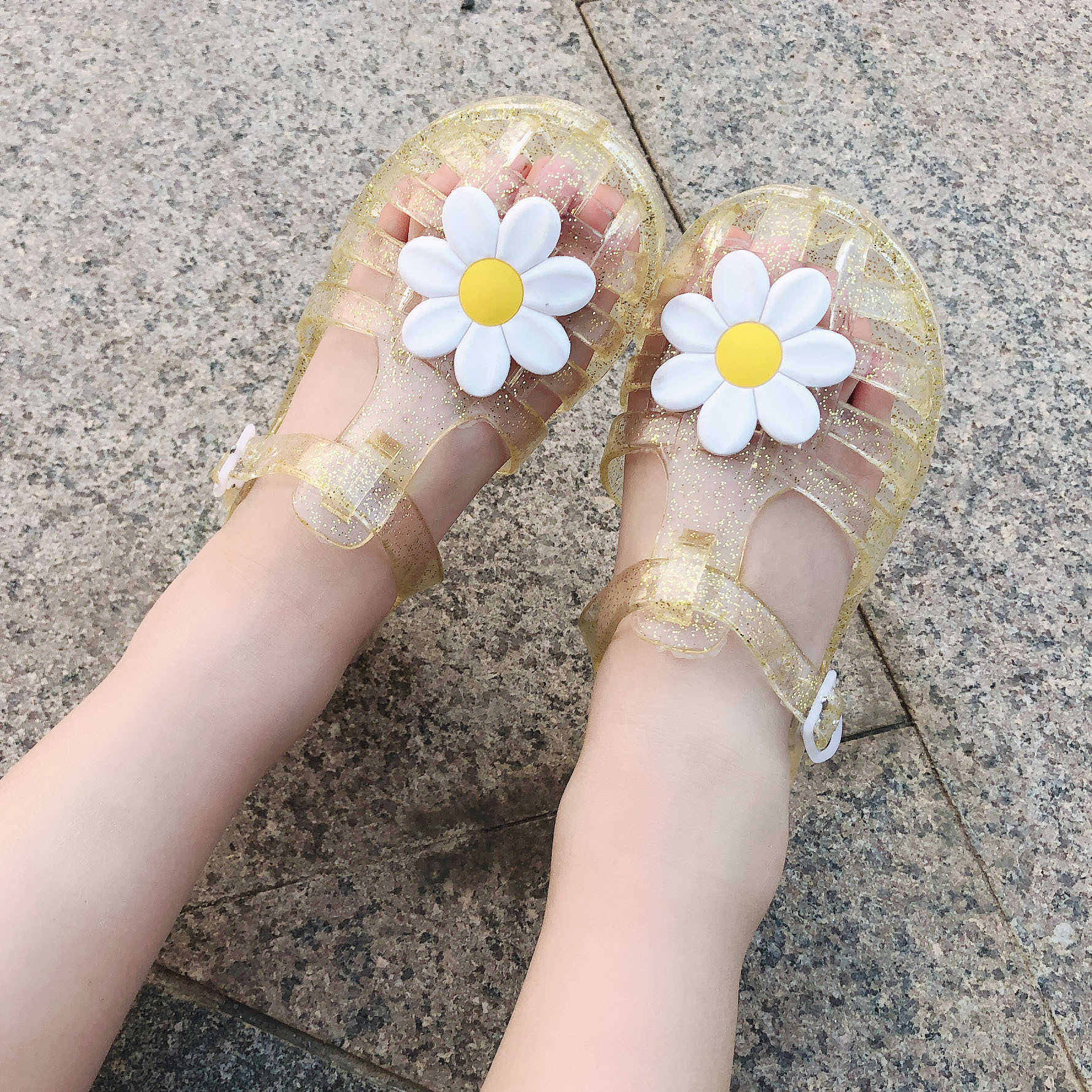 Sandals Baby Girls Sandals Summer Solid Beach bow Sandals Kids Princess Girl Flat Jelly Crystal Shoes Breathable Soft Comfort Toddler T221228