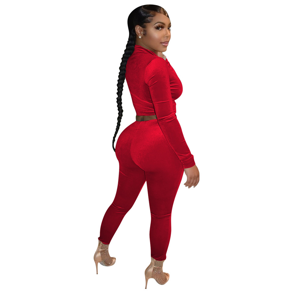 Wholesale Golden Velvet Tracksuits Women Two Piece Set Fall Winter Clothes Sweatsuits Long Sleeve Jacket And Pants Matching Sets Casual Velour Sportsw