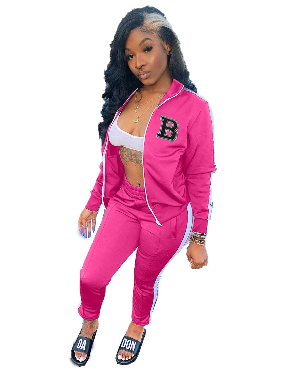 Bulk Items Wholesale Lots Fall Winter Tracksuits Women Outfits Two Piece Set Long Sleeve B letter Jacket and Pants Matching Sweatsuits Outdoor Jogger 