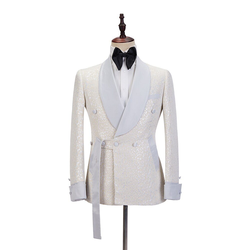 Sparkly Sequins Men Wedding Tuxedos 2 Pieces Shawl Lapel Birthday Party Man Outfits Wedding Pants Sets