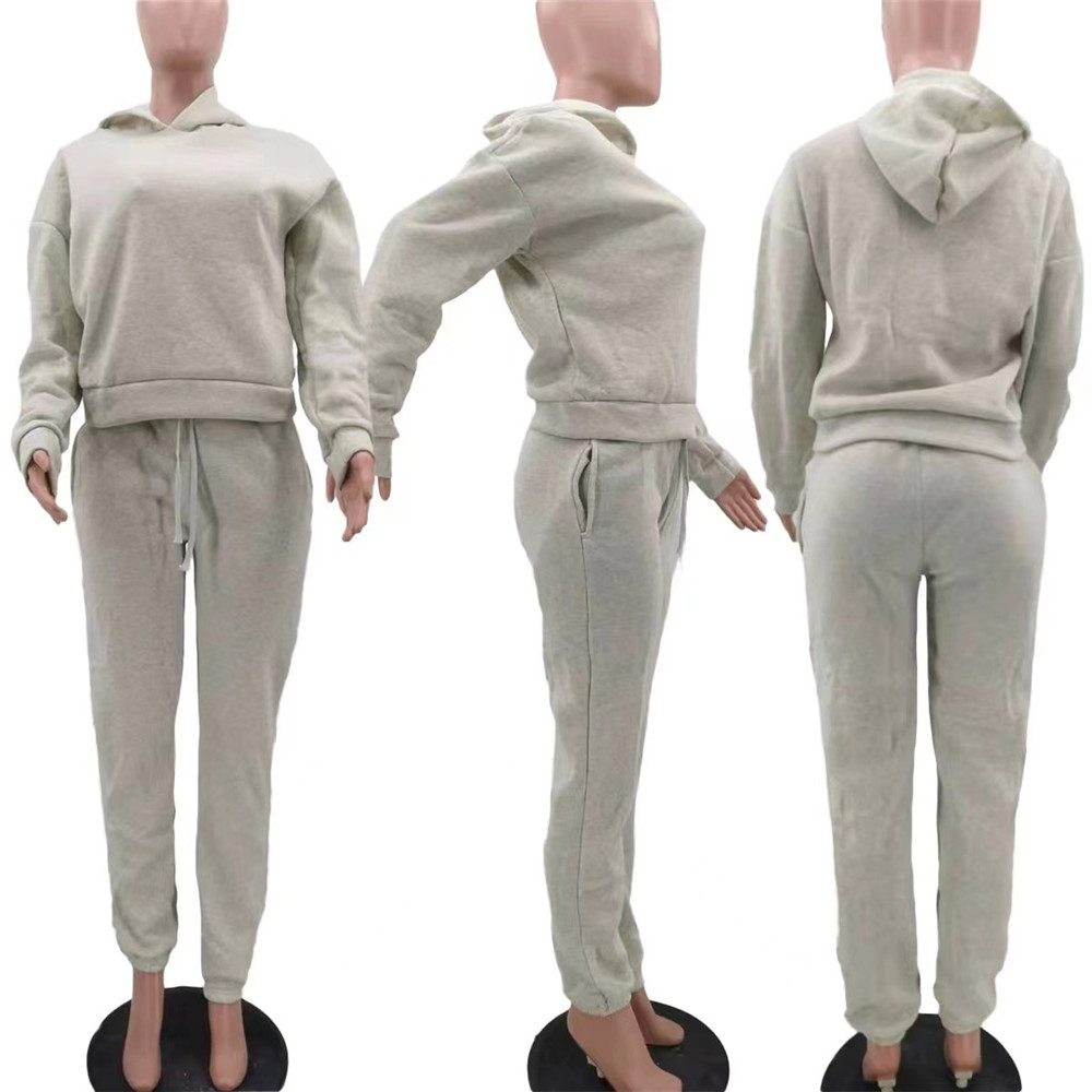 Fall Winter Jogging Suits Women Fleece Tracksuits Long Sleeve Hooded Hoodie And Sweatpants Two Piece Sets Matching Sweatsuits Casual Sportswear Clothi