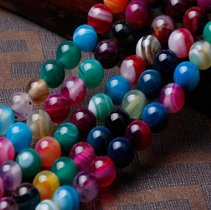 

8mm Natural Color Stripe Agate Beads Round Stone Beads For Jewelry Making DIY Bracelet Necklace Onyx Bead