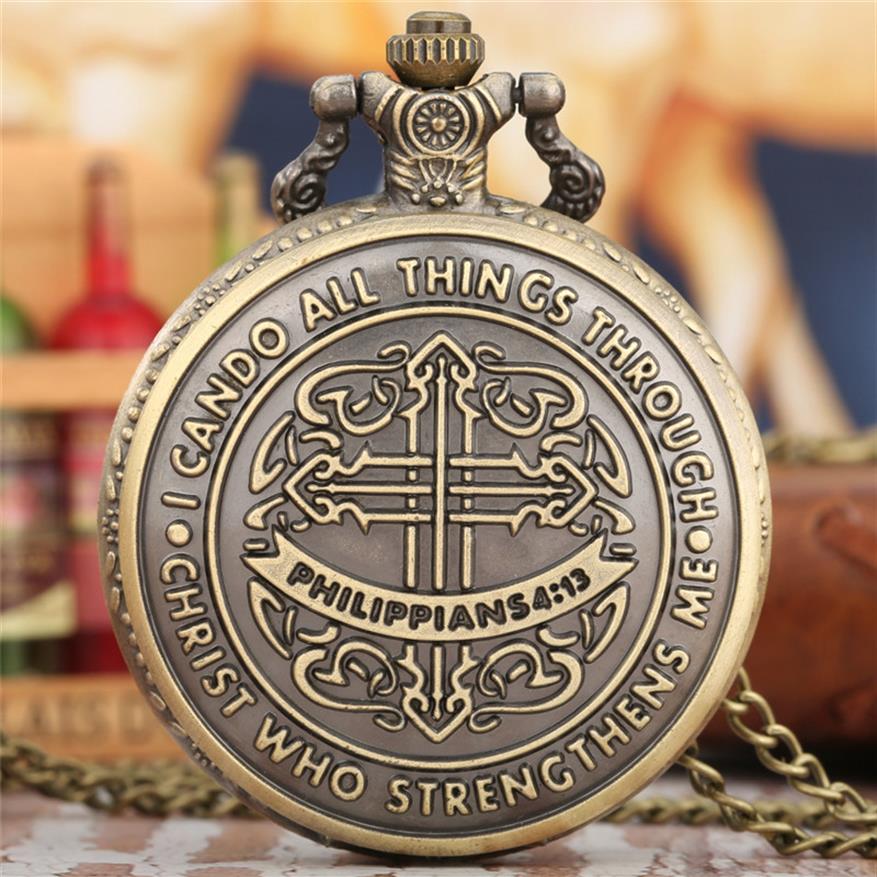 Bronze Watches Bible Philippians 413 Jesus Christ Christian Quartz Pocket Watch Necklace Chain Gifts for Men Women222j
Bronze Watches Bible Philippians 413 Jesus Christ Christian Quartz Pocket Watch Necklace Chain Gifts for Men Women222j