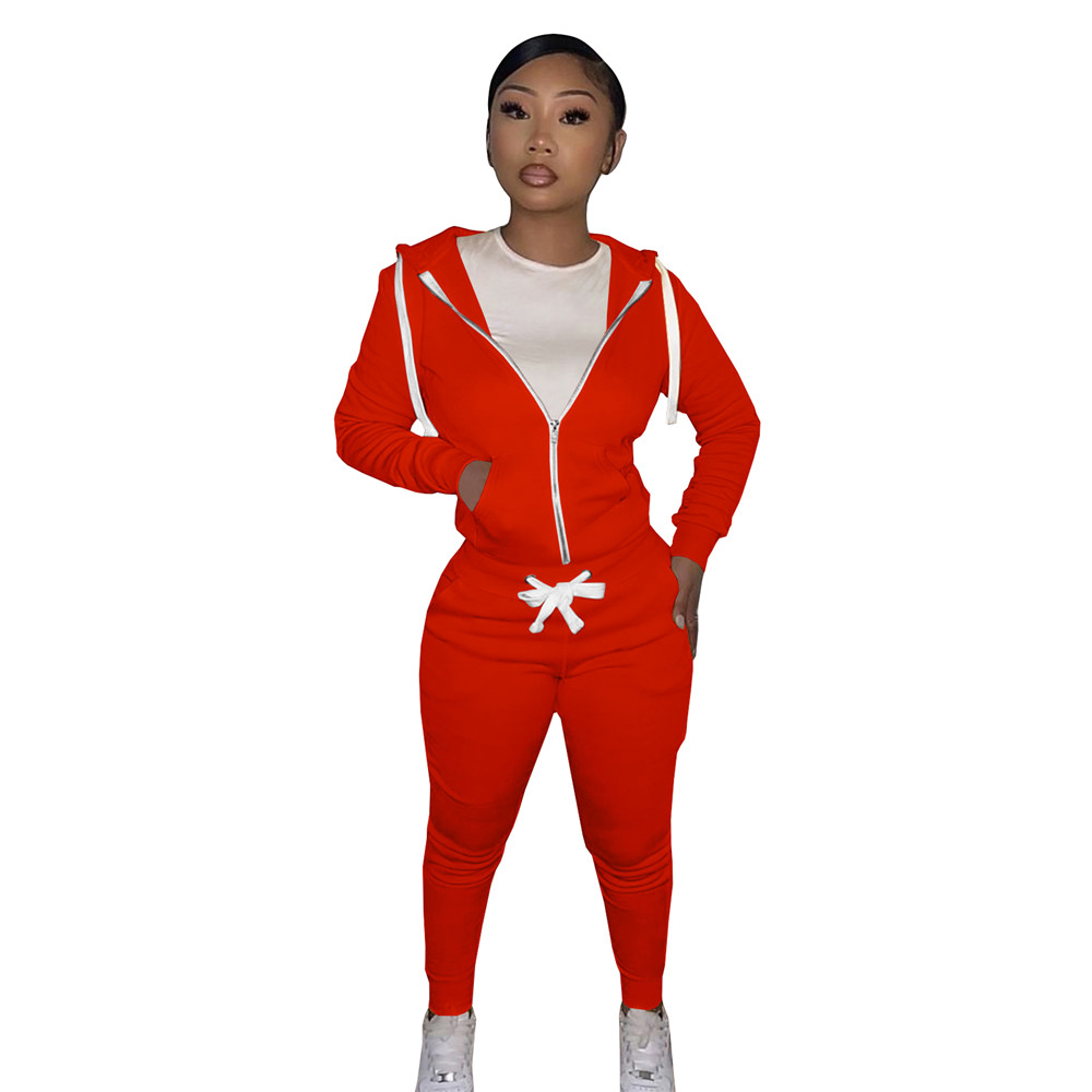 Fall Winter Fleece Sweatsuits Women Tracksuits Jogging Suits Long Sleeve Hooded Jacket and Pants Two Piece Sets Solid Sports Suit Casual Outfits Sport