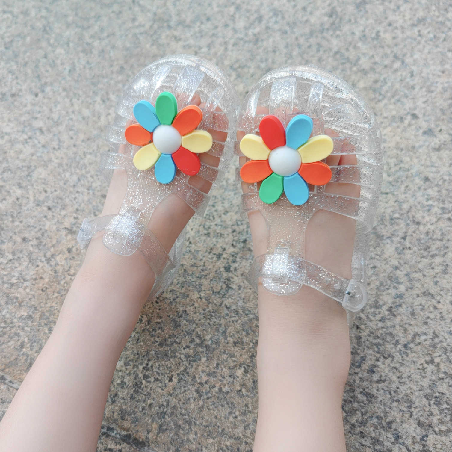 Sandals Baby Girls Sandals Summer Solid Beach bow Sandals Kids Princess Girl Flat Jelly Crystal Shoes Breathable Soft Comfort Toddler T221228