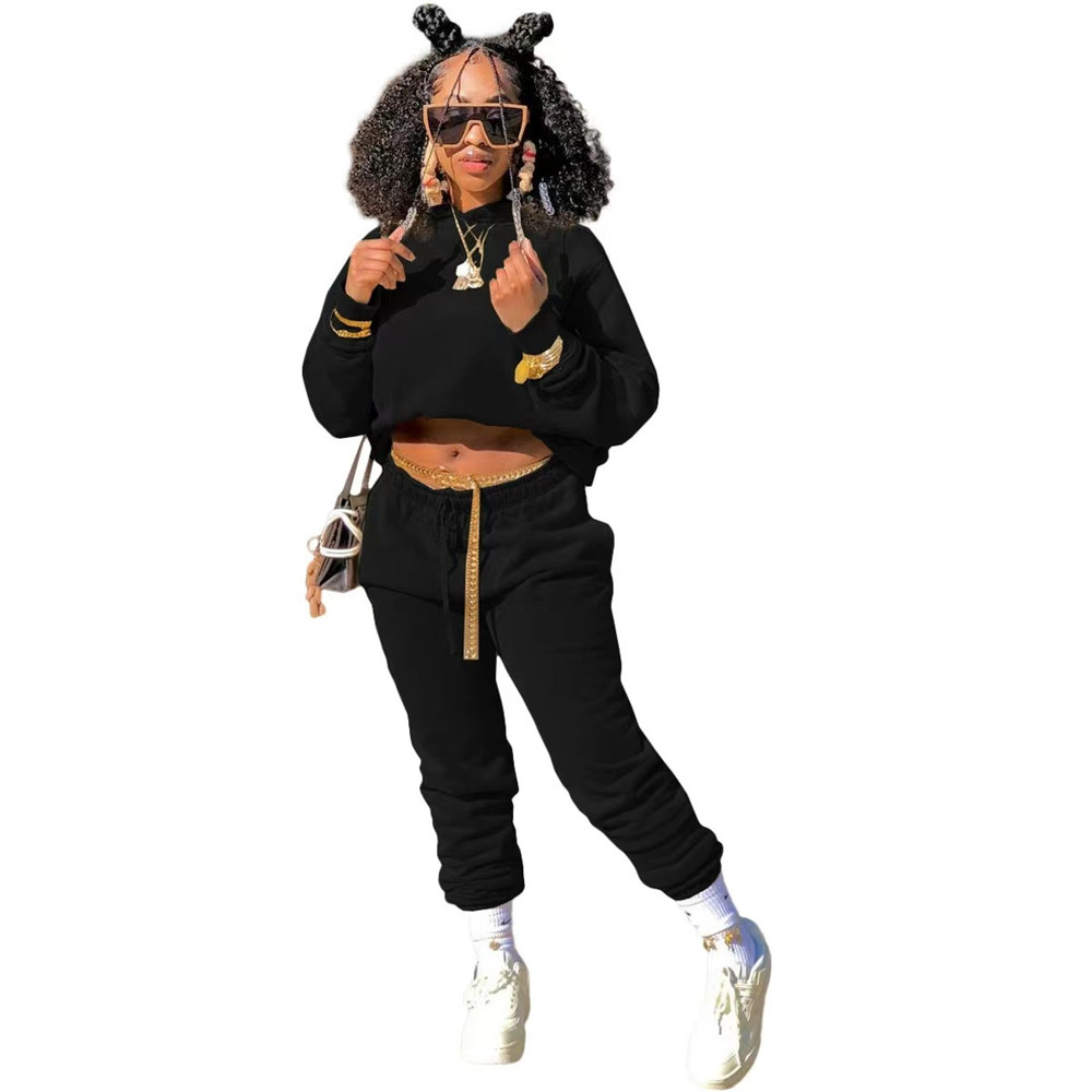 Fall Winter Jogging Suits Women Fleece Tracksuits Long Sleeve Hooded Hoodie And Sweatpants Two Piece Sets Matching Sweatsuits Casual Sportswear Clothi