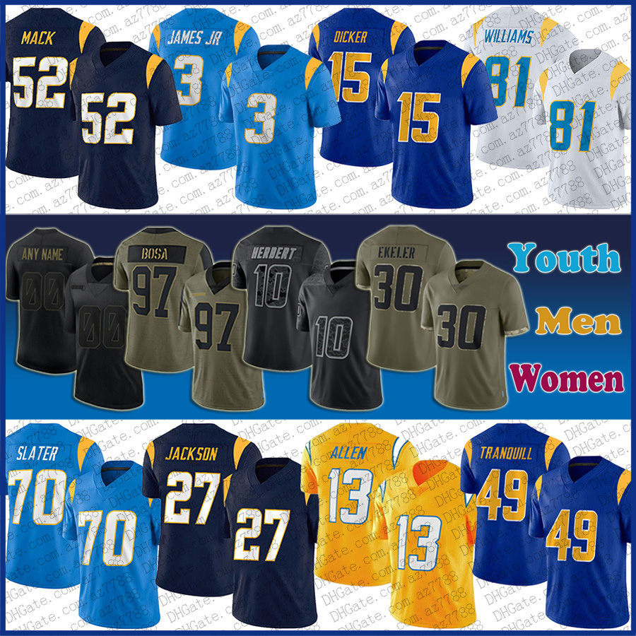10 Justin Herbert Austin Ekeler Custom Football Jersey Keenan Allen Joey Bosa Khalil Mack Mike Williams Derwin James Jr Cameron Dicker Drue Tranquill Rashawn Slater, Shown
10 Justin Herbert Austin Ekeler Custom Football Jersey Keenan Allen Joey Bosa Khalil Mack Mike Williams Derwin James Jr Cameron Dicker Drue Tranquill Rashawn Slater, Shown