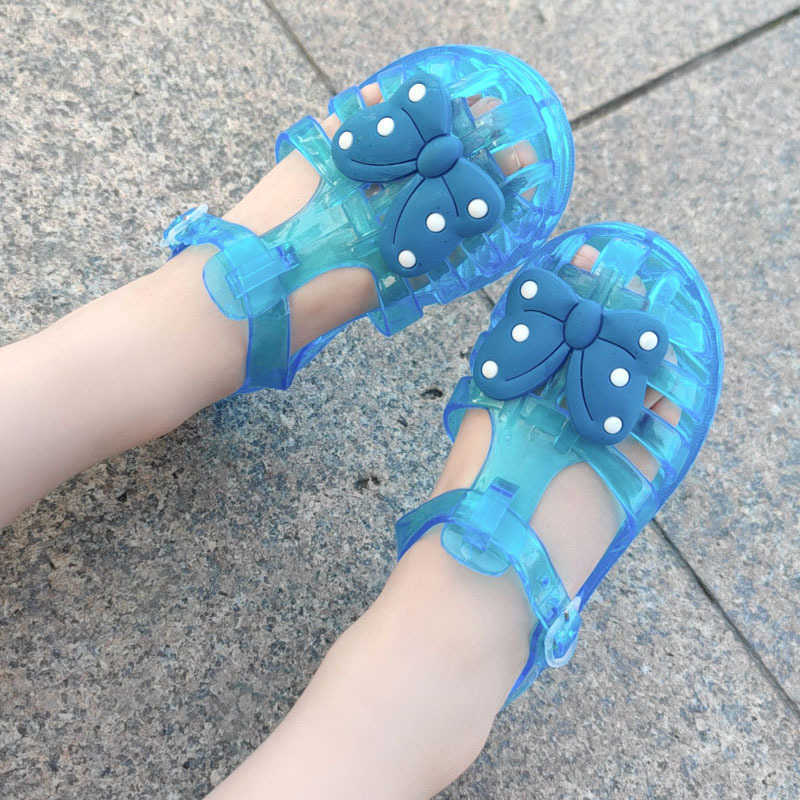 Sandals Baby Girls Sandals Summer Solid Beach bow Sandals Kids Princess Girl Flat Jelly Crystal Shoes Breathable Soft Comfort Toddler T221228