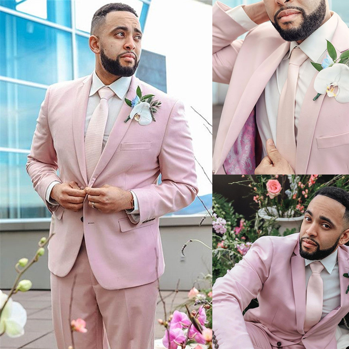 Blush Pink Men Wedding Tuxedos 2 Pieces Notched Lapel Birthday Party Man Outfits Wedding Pants Sets