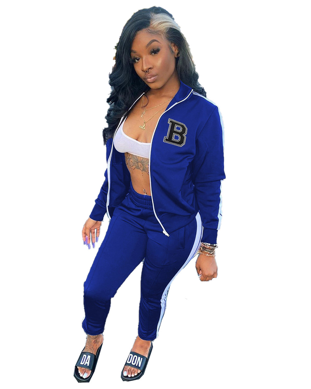 Bulk Items Wholesale Lots Fall Winter Tracksuits Women Outfits Two Piece Set Long Sleeve B letter Jacket and Pants Matching Sweatsuits Outdoor Jogger 