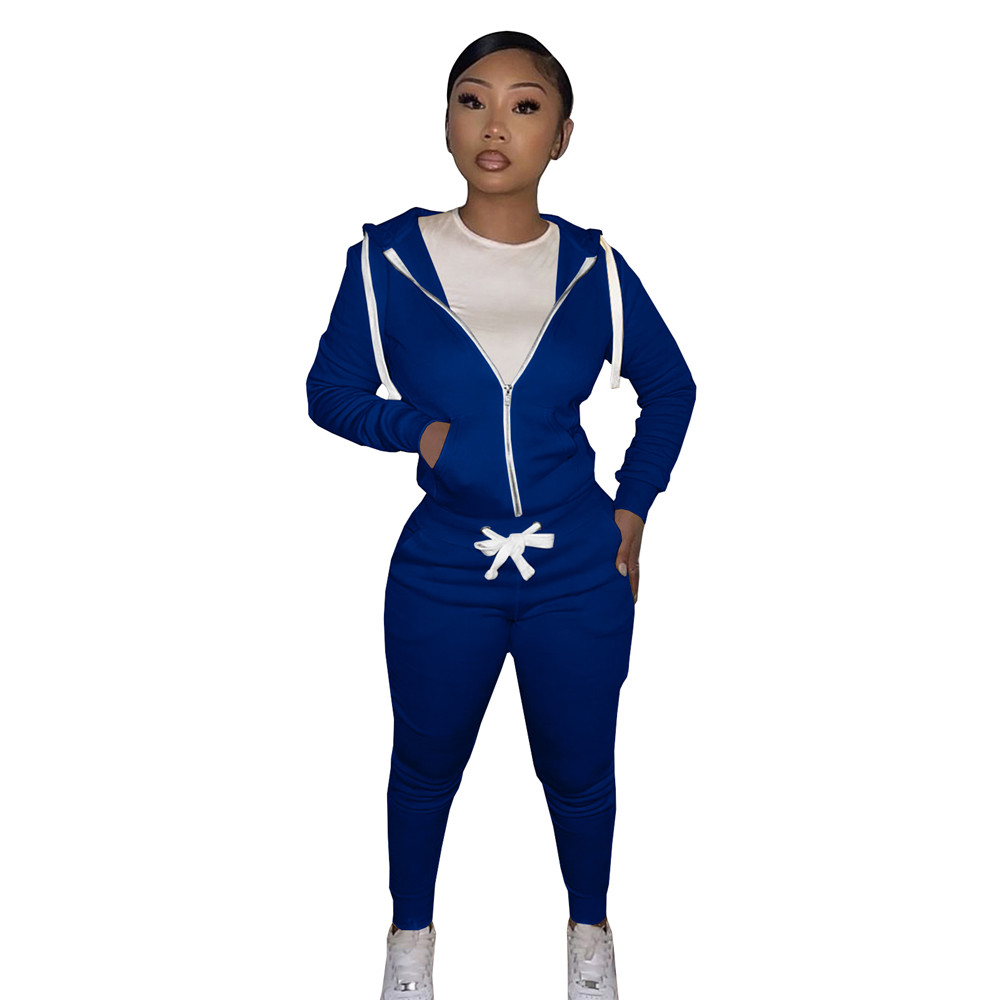 Fall Winter Fleece Sweatsuits Women Tracksuits Jogging Suits Long Sleeve Hooded Jacket and Pants Two Piece Sets Solid Sports Suit Casual Outfits Sport
