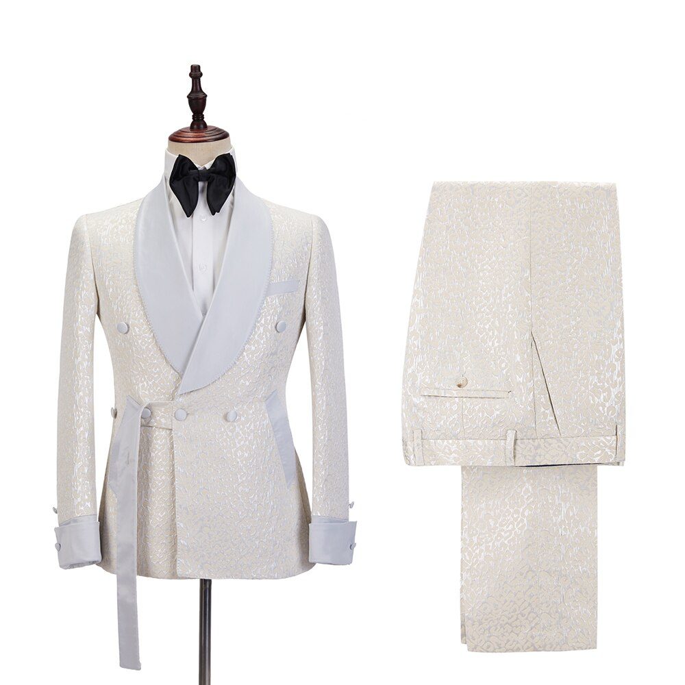 Sparkly Sequins Men Wedding Tuxedos 2 Pieces Shawl Lapel Birthday Party Man Outfits Wedding Pants Sets