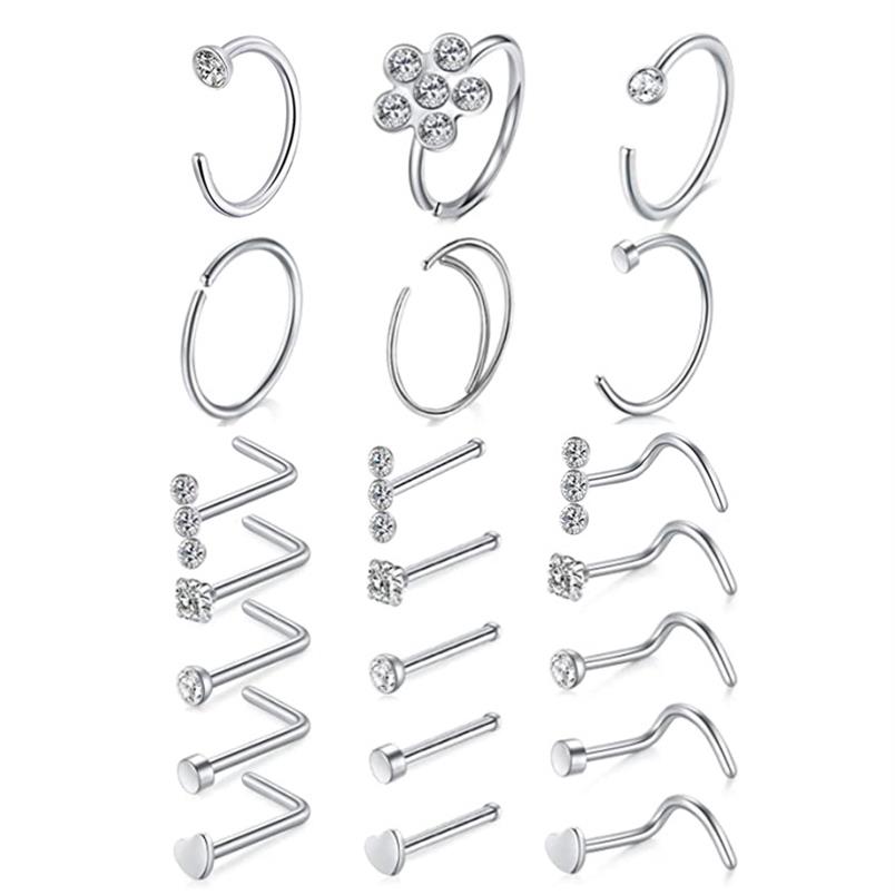 Nose Rings Hoop L Shape Studs Stainless Steel Screw Bone Flat Top Diamond Opal Heart High Nostril Piercing Jewelry for Women Men276y
Nose Rings Hoop L Shape Studs Stainless Steel Screw Bone Flat Top Diamond Opal Heart High Nostril Piercing Jewelry for Women Men276y
