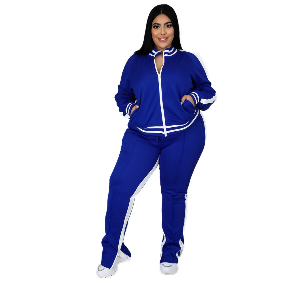 Plus size 4XL 5XL Tracksuits Women Two Piece Set Fall Winter Clothing Long Sleeve Outfits Jacket And Pants Fitness Sweatsuits Casual Sportswear 8817