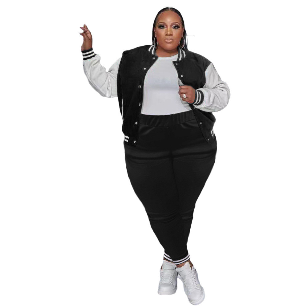 Plus size 4XL 5XL Tracksuits Women Two Piece Set Fall Winter Clothes Long Sleeve Outfits Baseball Uniform Jacket And Pants Sweatsuits Casual Sportswea