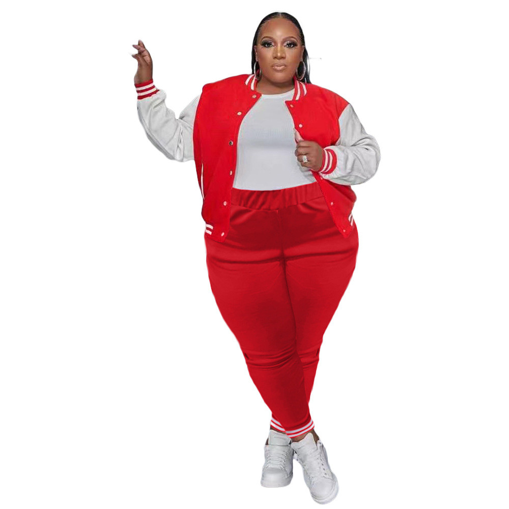 Plus size 4XL 5XL Tracksuits Women Two Piece Set Fall Winter Clothes Long Sleeve Outfits Baseball Uniform Jacket And Pants Sweatsuits Casual Sportswea