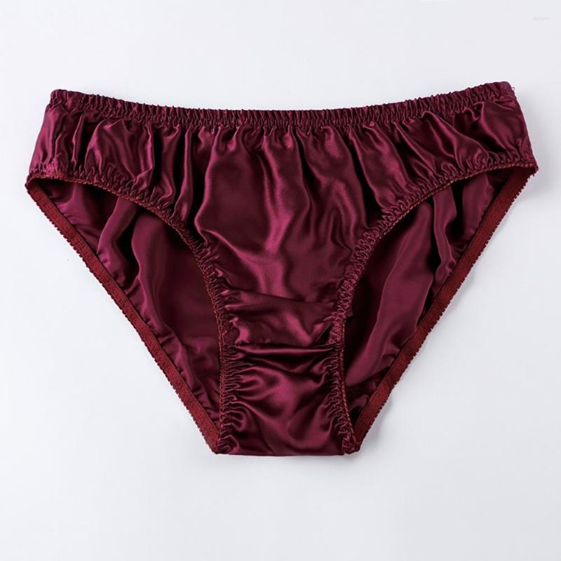 Underpants Silk Panties Man Smooth Underwear Comfortable Satin Soft Briefs Breathable Solid Lingerie Knicker