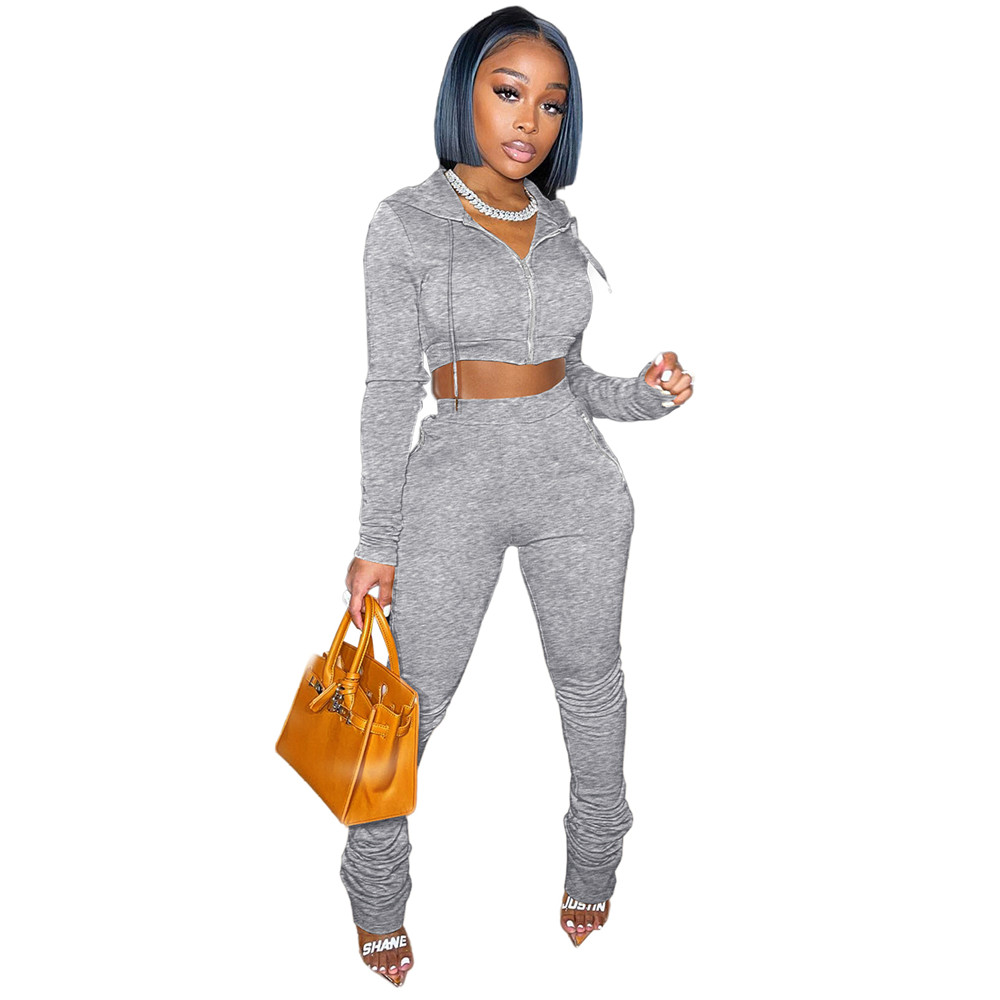 Fall Winter Fleece Tracksuits Women Two Piece Sets Long Sleeve Sweatsuits Hooded Jacket and Stacked Pants 2pcs Casual Solid Sports Suits Outdoor Jogge