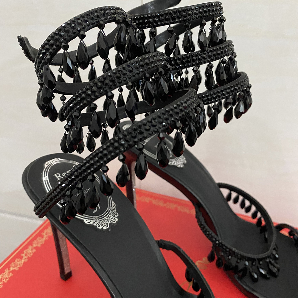 Sandals Black Crystal Chandelier high-heeled sandals 95mm luxury diamond serpentine wrapped Roman high heels Rhinestone Silver designer banquetess, 8#
Sandals Black Crystal Chandelier high-heeled sandals 95mm luxury diamond serpentine wrapped Roman high heels Rhinestone Silver designer banquetess, 8#