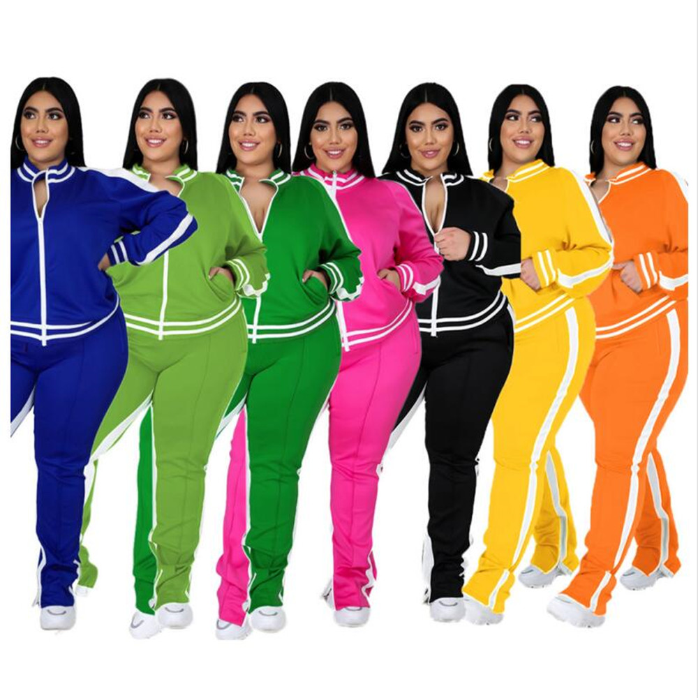 Plus size 4XL 5XL Tracksuits Women Two Piece Set Fall Winter Clothing Long Sleeve Outfits Jacket And Pants Fitness Sweatsuits Casual Sportswear 8817
