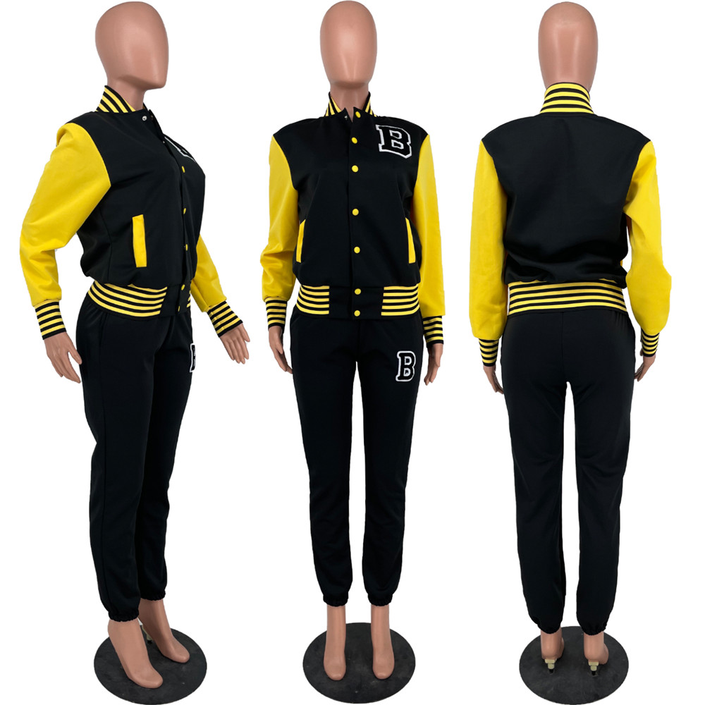Wholesale Tracksuits Women Fall Winter Sweatsuits Long Sleeve Baseball Uniform Outfits Two 2 Piece Sets Matching Sportswear Jogger Suits Clothing 8749