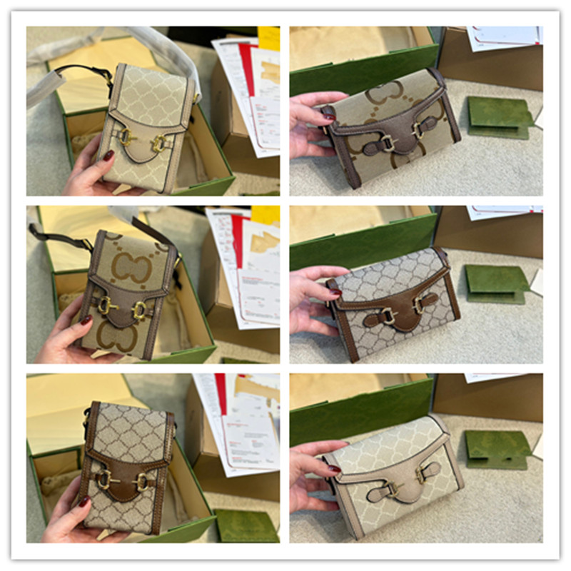 Designer Luxury Tote 1955 mini bag OPHIDIA Double G Jacquard Crossbody Shoulder Bag canvas Leather Beige Ebony Brown Horse Bit Message Bags