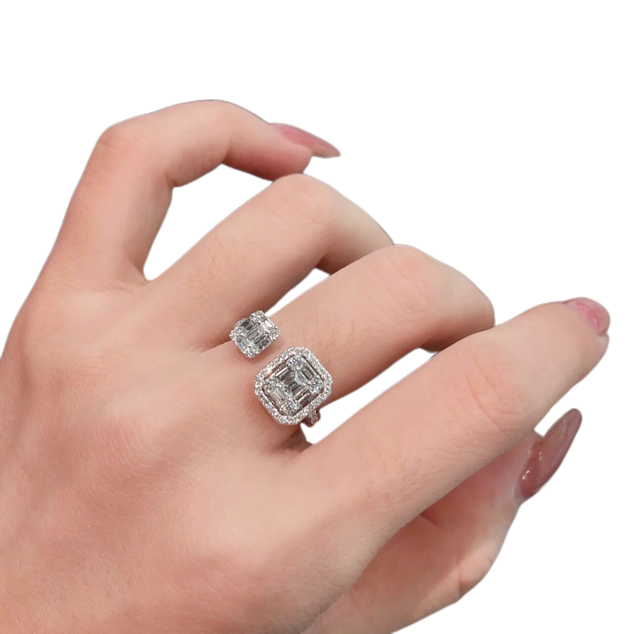 Choucong Ins Top Sell Wedding Rings Luxury Jewelry 925 Sterling Silver Princess Cut White Topaz CZ Diamond Gemstones Party Women Open Adjustable Ring 