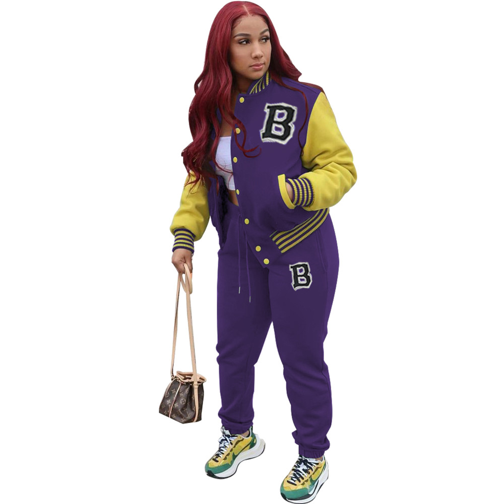 Wholesale Tracksuits Women Fall Winter Sweatsuits Long Sleeve Baseball Uniform Outfits Two 2 Piece Sets Matching Sportswear Jogger Suits Clothing 8749