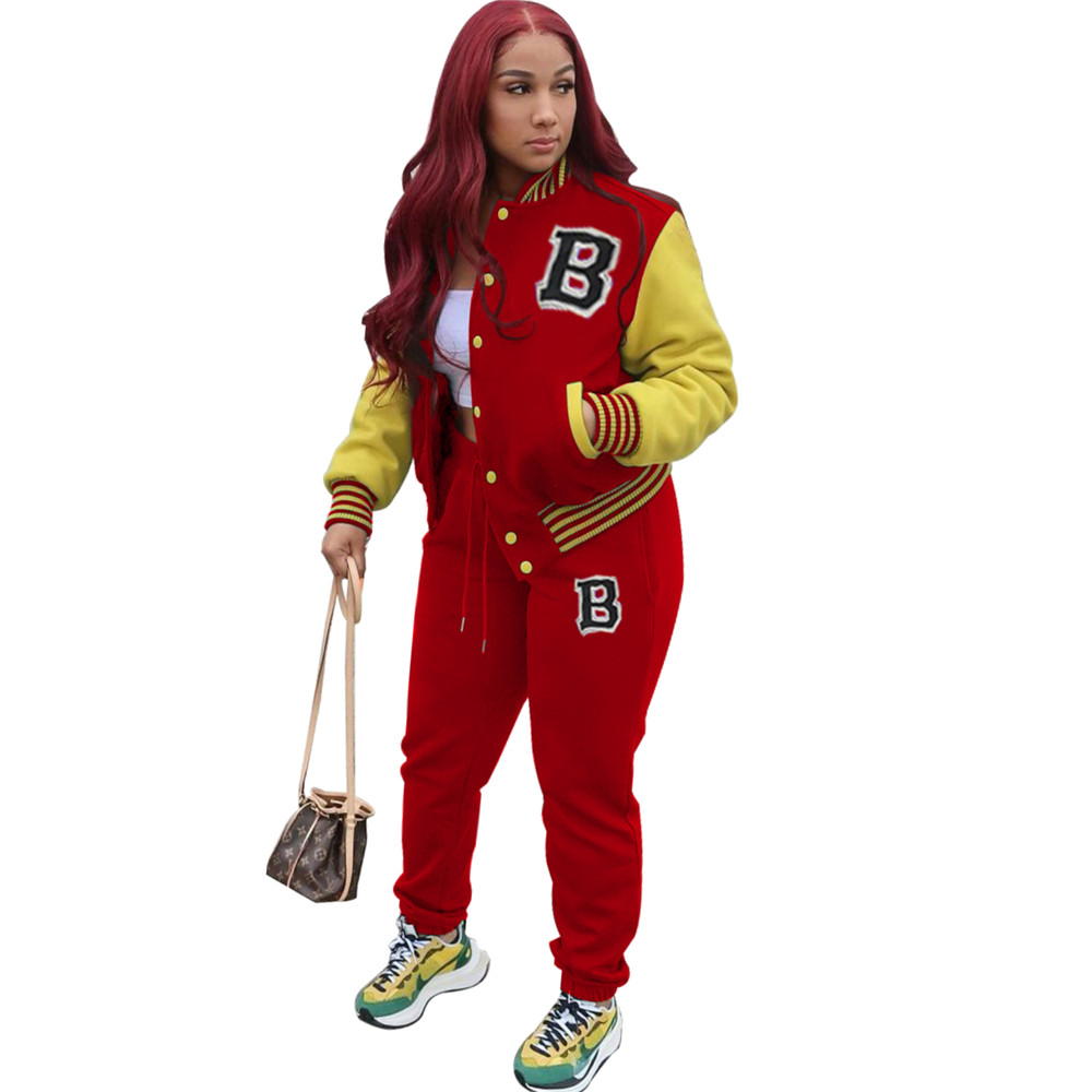 Wholesale Tracksuits Women Fall Winter Sweatsuits Long Sleeve Baseball Uniform Outfits Two 2 Piece Sets Matching Sportswear Jogger Suits Clothing 8749