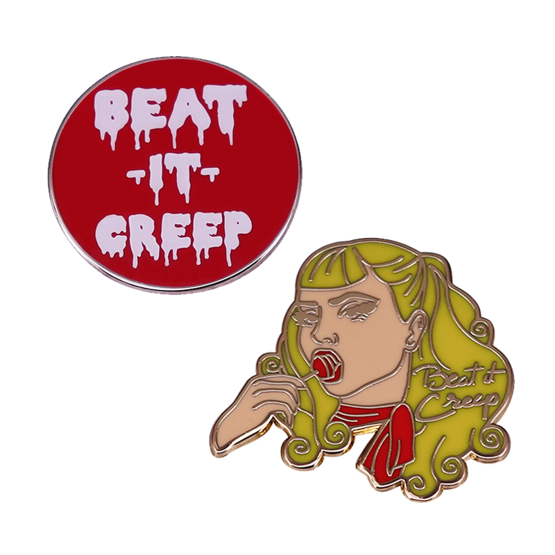 Cry Baby Wanda Woodward Beat It Creep Lapel Pin Movie Funny Humor Brooch red button /Yellow double ponytail girl eating lollipop, Color #1
Cry Baby Wanda Woodward Beat It Creep Lapel Pin Movie Funny Humor Brooch red button /Yellow double ponytail girl eating lollipop, Color #1
