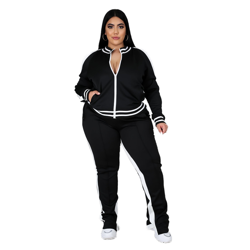 Plus size 4XL 5XL Tracksuits Women Two Piece Set Fall Winter Clothing Long Sleeve Outfits Jacket And Pants Fitness Sweatsuits Casual Sportswear 8817