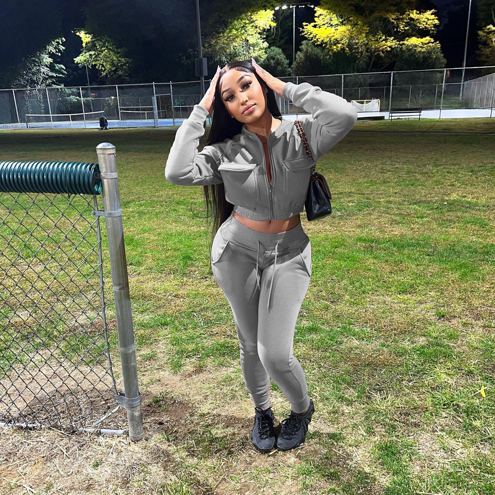 Wholesale Fall Winter Tracksuits Women Outfits Two Piece Sets Thick Sweatsuits Long Sleeve Jacket And Pants Casual Sportswear Fitness Jogging suits 87