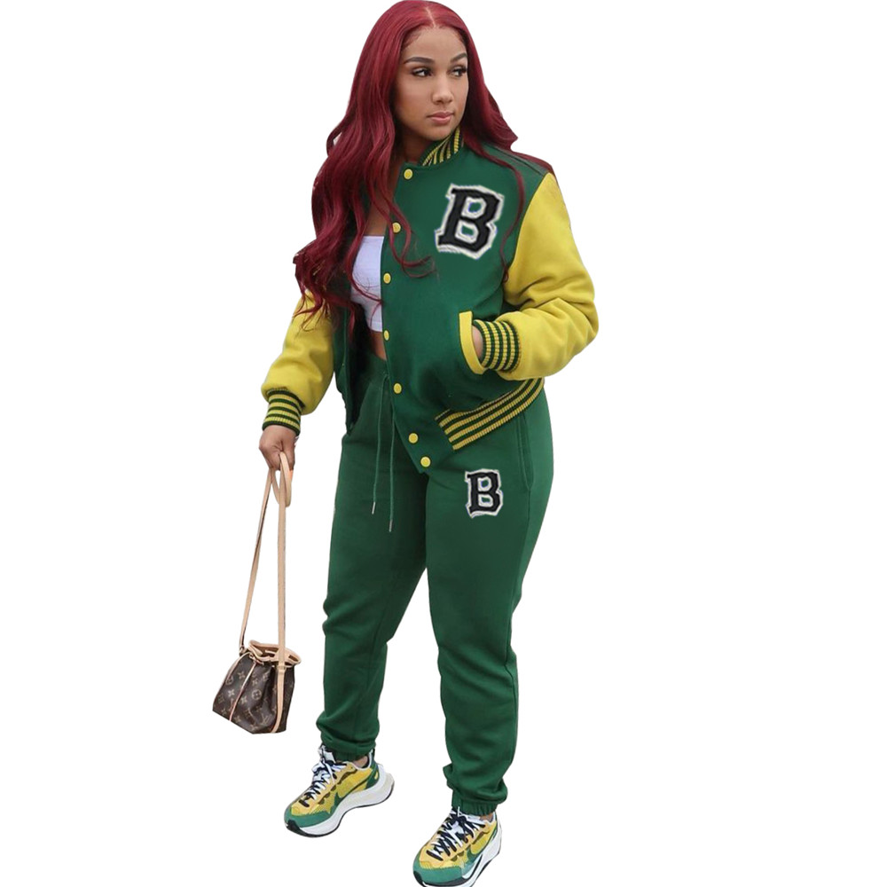 Wholesale Tracksuits Women Fall Winter Sweatsuits Long Sleeve Baseball Uniform Outfits Two 2 Piece Sets Matching Sportswear Jogger Suits Clothing 8749