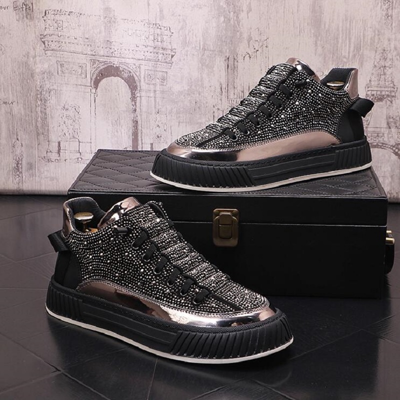 Men Luxury Designer Rhinestone Shoes Patchwork Lace Up Casual Board Shoes Mix Color Flats Punk Rock Prom Loafers Walking Sneakers Da018, Gold
Men Luxury Designer Rhinestone Shoes Patchwork Lace Up Casual Board Shoes Mix Color Flats Punk Rock Prom Loafers Walking Sneakers Da018, Gold