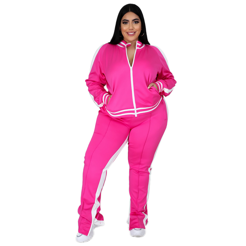 Plus size 4XL 5XL Tracksuits Women Two Piece Set Fall Winter Clothing Long Sleeve Outfits Jacket And Pants Fitness Sweatsuits Casual Sportswear 8817