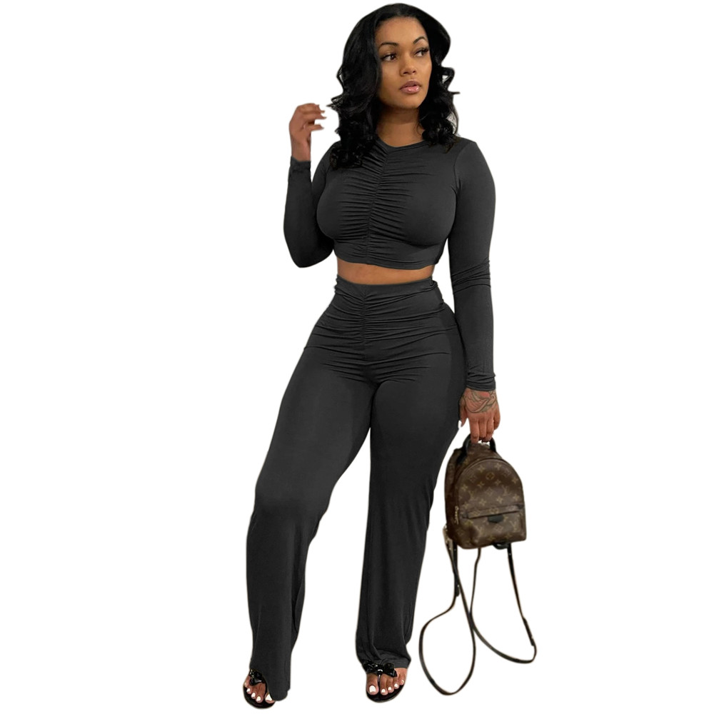 Wholesale Fall Winter Tracksuits Women Clothes Pullover Sweatshirt Wide Leg Pants Two Piece Sets Matching Sweatsuits Casual Outfits Outdoor Jogger Sui