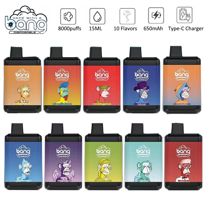 Bang Bar 8000 King disposable vape pen 8000 puffs Device E cigarette 650mah 15ml per-filled cartridges pod Mesh Coil 10 Flavors Vaporizers with Lanyard 0% 2% 3% 5%
Bang Bar 8000 King disposable vape pen 8000 puffs Device E cigarette 650mah 15ml per-filled cartridges pod Mesh Coil 10 Flavors Vaporizers with Lanyard 0% 2% 3% 5%
