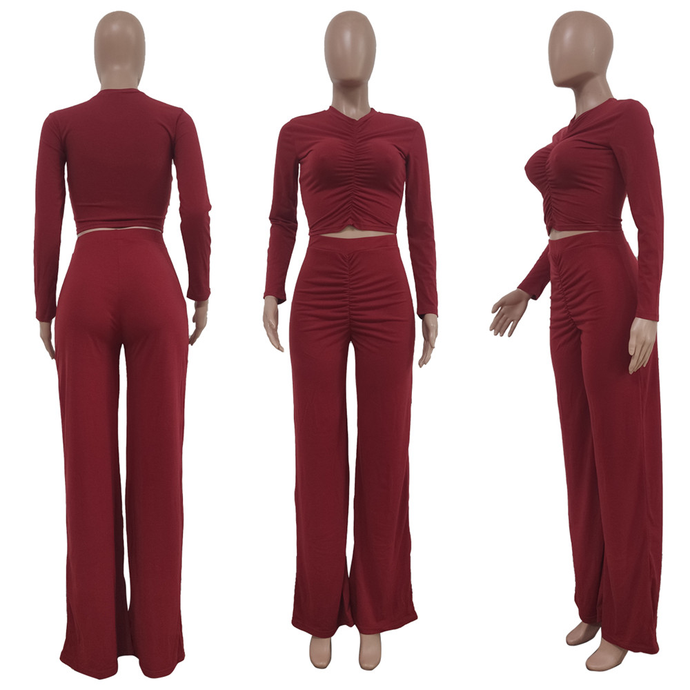 Wholesale Fall Winter Tracksuits Women Clothes Pullover Sweatshirt Wide Leg Pants Two Piece Sets Matching Sweatsuits Casual Outfits Outdoor Jogger Sui