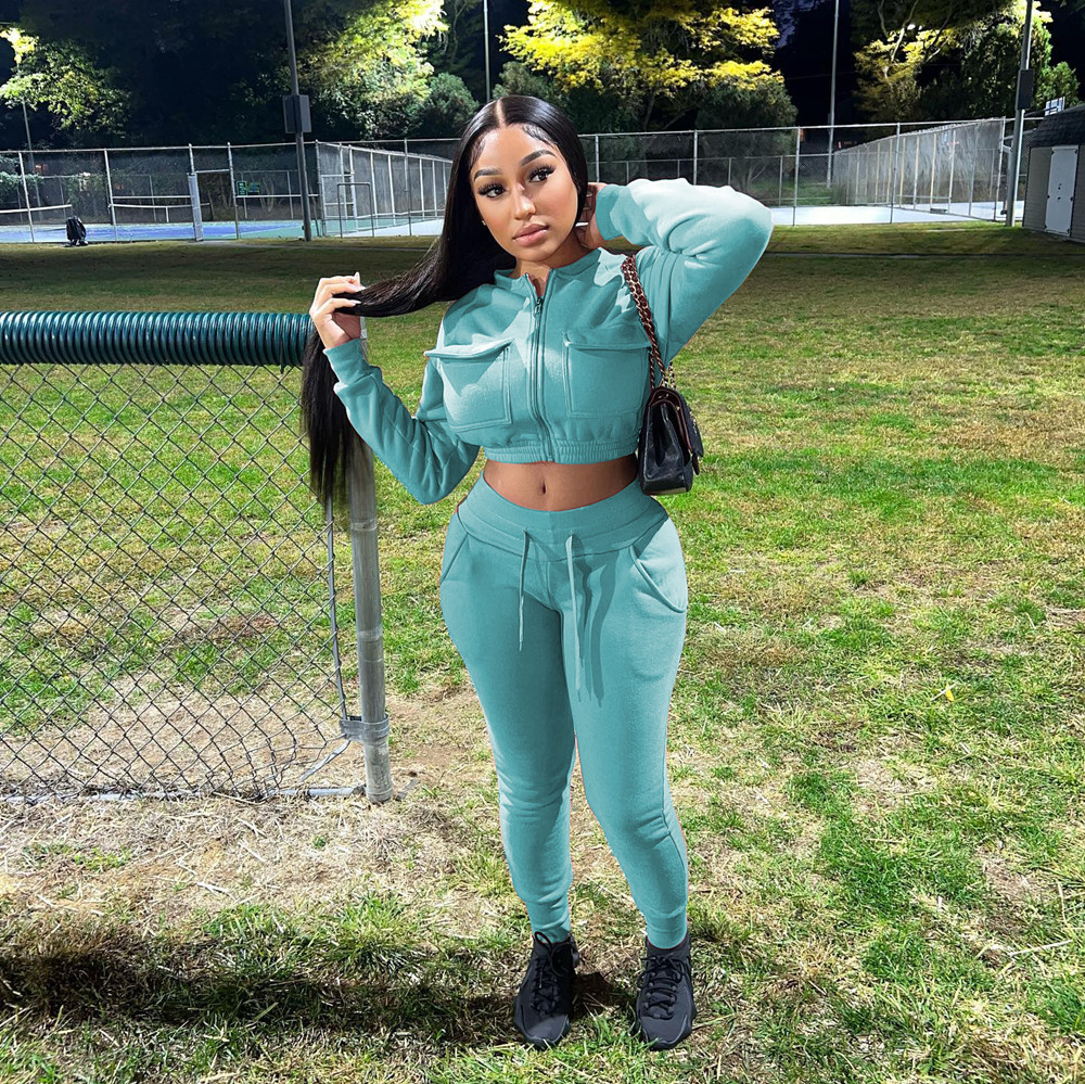 Wholesale Fall Winter Tracksuits Women Outfits Two Piece Sets Thick Sweatsuits Long Sleeve Jacket And Pants Casual Sportswear Fitness Jogging suits 87