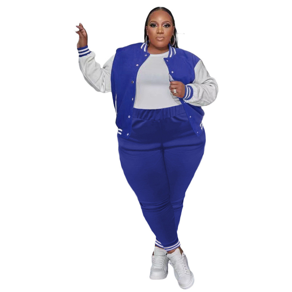 Plus size 4XL 5XL Tracksuits Women Two Piece Set Fall Winter Clothes Long Sleeve Outfits Baseball Uniform Jacket And Pants Sweatsuits Casual Sportswea