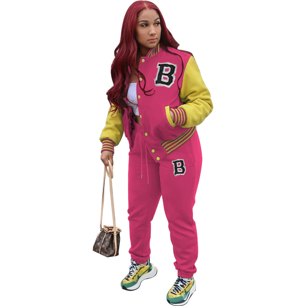 Wholesale Tracksuits Women Fall Winter Sweatsuits Long Sleeve Baseball Uniform Outfits Two 2 Piece Sets Matching Sportswear Jogger Suits Clothing 8749